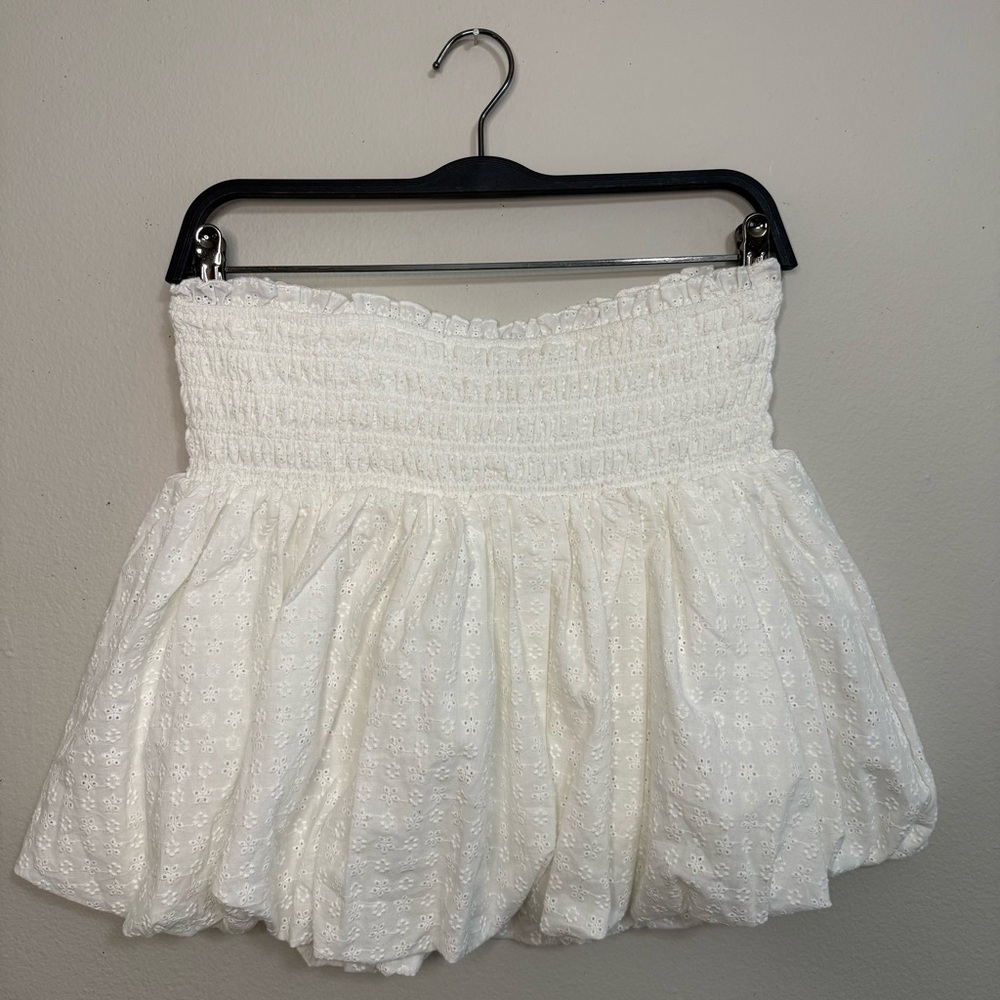 White Eyelet Bubble Skirt
